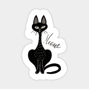 Cute Black Cat Meow Magnet