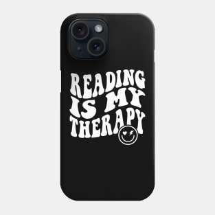 Reading is My Therapy Groovy Cute Reader Bookworm Gifts 2024 Phone Case