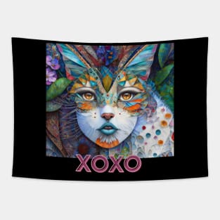 XOXo, kisses and hugs (cat girl patchwork) Tapestry