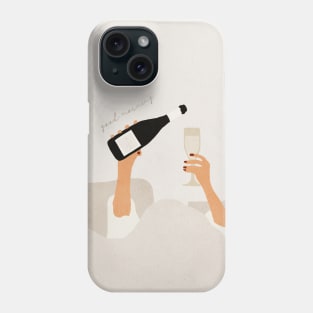 Good morning champagne bottle in bed Phone Case