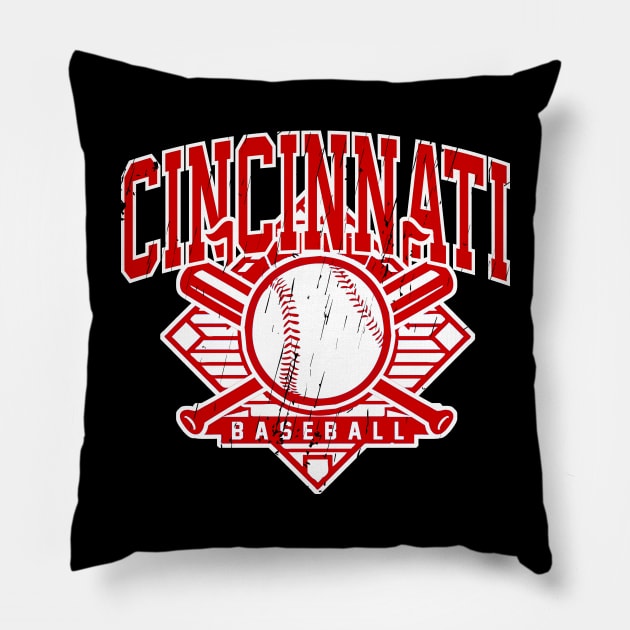 Vintage Cincinnati Baseball Pillow by funandgames