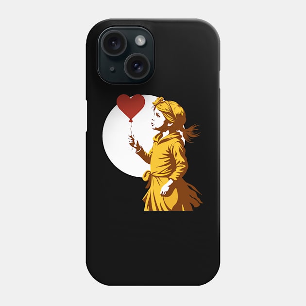 Girl with heart Balloon: Close-Up Embrace Phone Case by EcoEdge