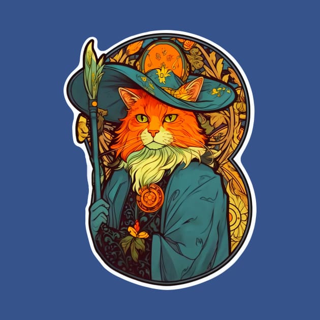 Art Nouveau Sorcerer Cat Wizard by entwithanaxe