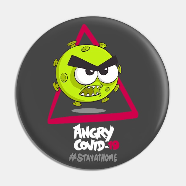 Angry COVID-19, #stayathome Pin by beatrizescobarilustracion