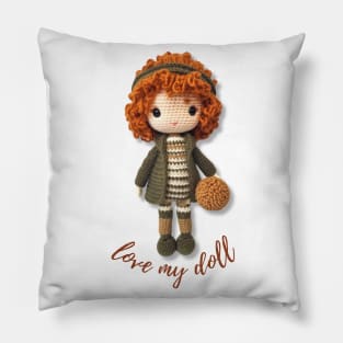 Handmade Wool Doll, Cozy and Cute - design 5 Pillow