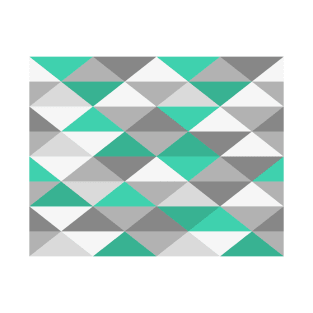 Modern Geometric Triangles Pattern | Teal Grey T-Shirt