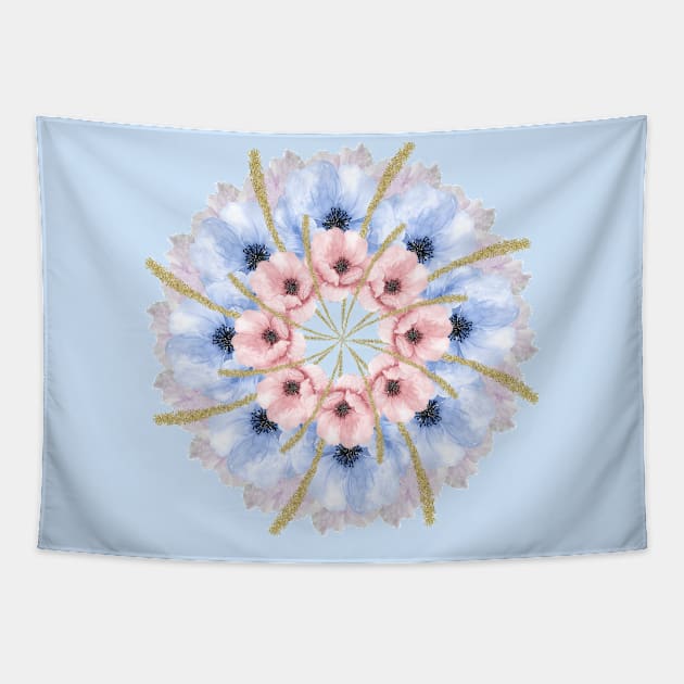 chic flowers mandala Tapestry by burenkaUA