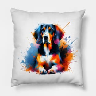 Energetic Transylvanian Hound in Vivid Splash Art Style Pillow