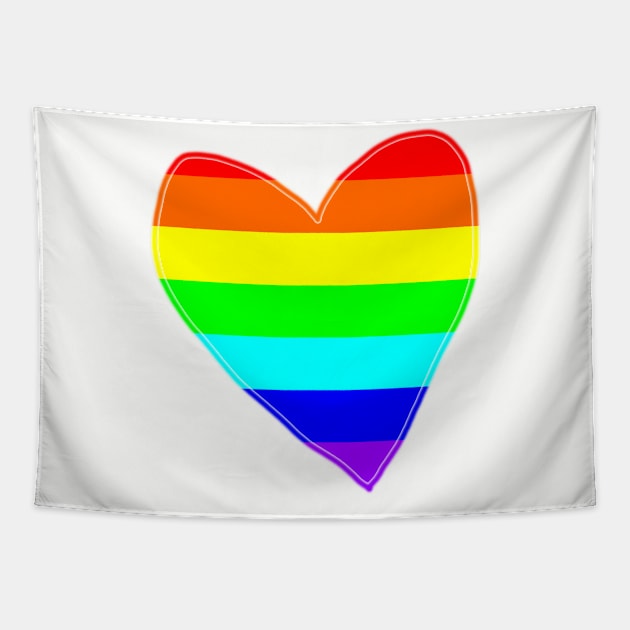 Bright Rainbow Love Heart Tapestry by ellenhenryart