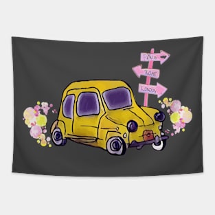 Cartoon Car (Fiat 600) Tapestry