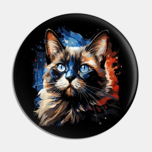 Patriotic Siamese Cat Pin