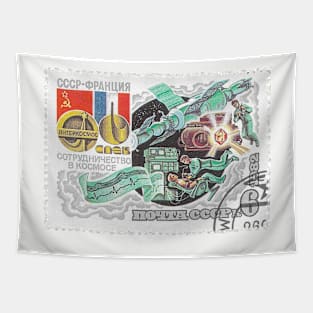 Russian & French Space Station Stamp Tapestry