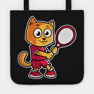 Cat Tennis Player Funny Coach Kitten graphic Tote