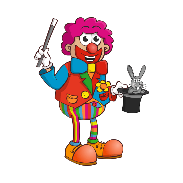 The clown magician who pulls a rabbit out of his hat. by Stefs-Red-Shop