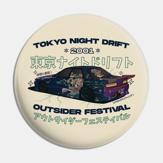 Tokyo Night Drift 2001 Outsider Festival (Blue) Pin by Graograman