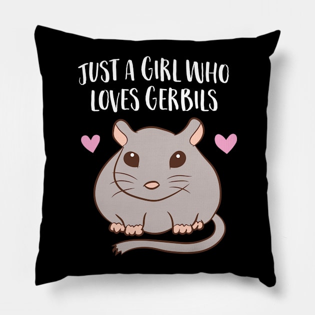 Gerbil Girl Pet Owner Gift Just a Girl Who Loves Gerbils Pillow by EQDesigns