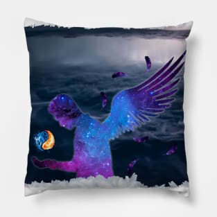 Angel Demon with Ice and Fire Magic Pillow