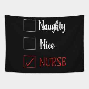 Naughty Nice Nurse / Cute Christmas Nurse Gift / Funny Santa Checklist Nurse Gift Tapestry