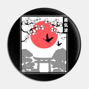 Vaporwave Aesthetic 80s Retro Japan Art Rising Sun Pin