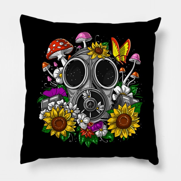 Floral Hippie Gas Mask Pillow by underheaven