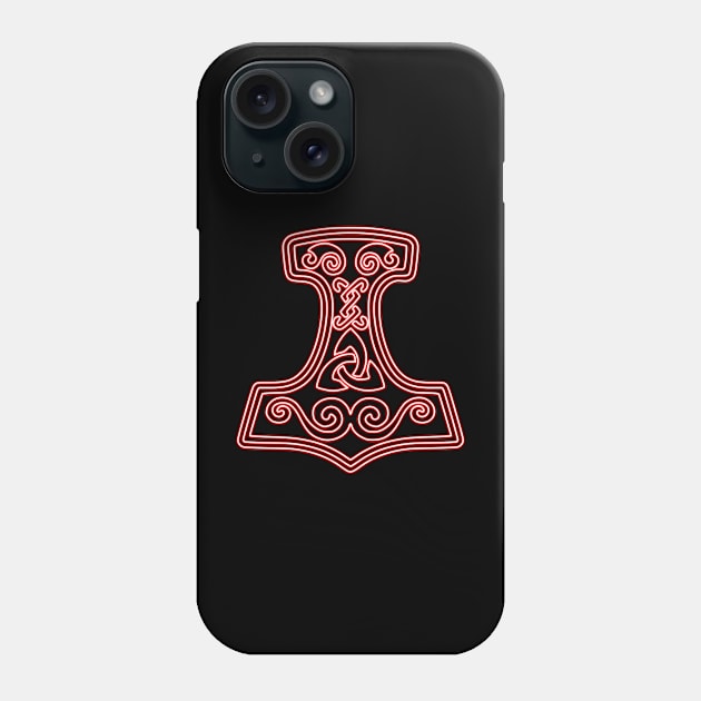 Thor hammer - Mjöllnir - red neon Phone Case by la chataigne qui vole ⭐⭐⭐⭐⭐