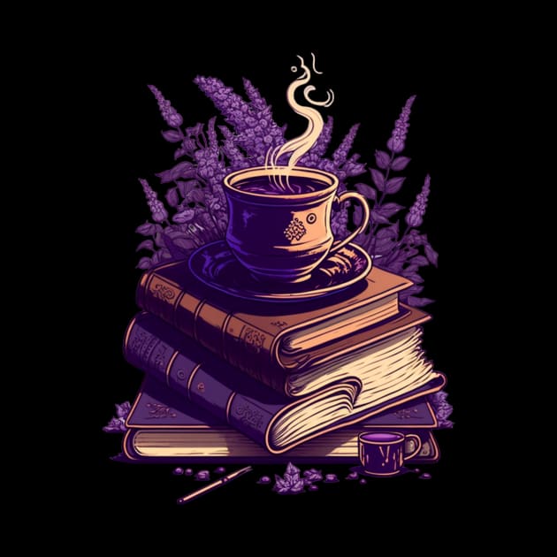 Lavender Books Stack by UnrealArtDude