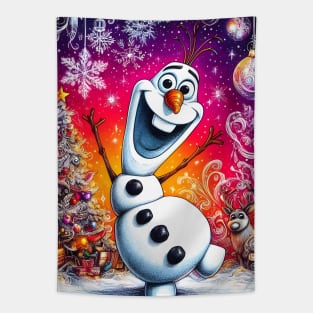 Embrace the Magic with Olaf: Festive Christmas Art for Whimsical Frozen Prints and Joyful Holiday Decor! Tapestry
