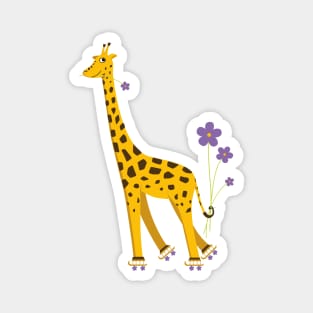 Funny Roller Skating Giraffe Magnet