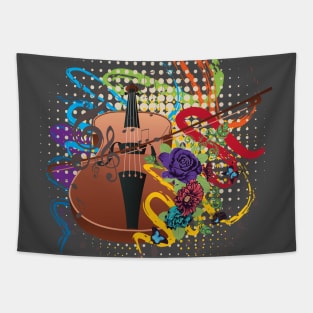 Grunge Violin Illustration Tapestry