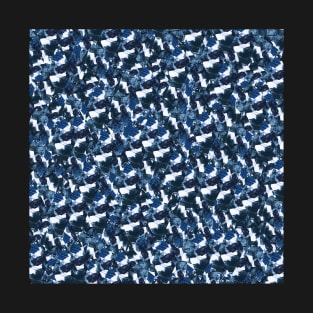 Dark Blue Minimal Abstract Collage Mosaic. T-Shirt