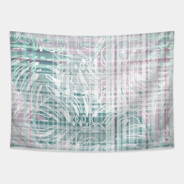 Seamless Pattern Leaves And Lines Faded Background Tapestry by MichelMM