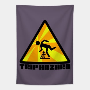 Yellow Trip Hazard Psychedelic Warning Sign Tapestry