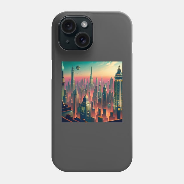 Art deco city art Phone Case by IOANNISSKEVAS