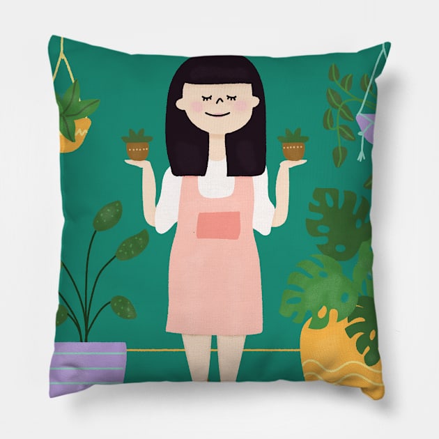Crazy Plant Lady Pillow by SunnyOak