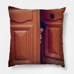 Girl in a Doorway Pillow