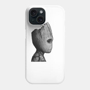 Black & white groot Phone Case