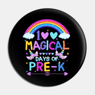 100th Day Of Pre-K, Magical Rainbow Unicorns Student Teacher Pin