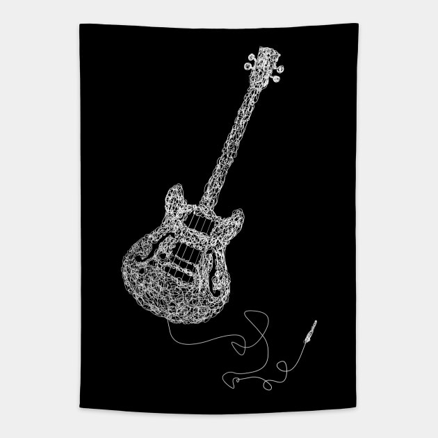 White bass guitar Tapestry by Créa'RiBo