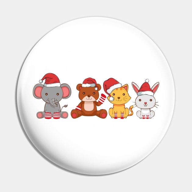 Pets With Santa Hats Christmas Pin by Skylane