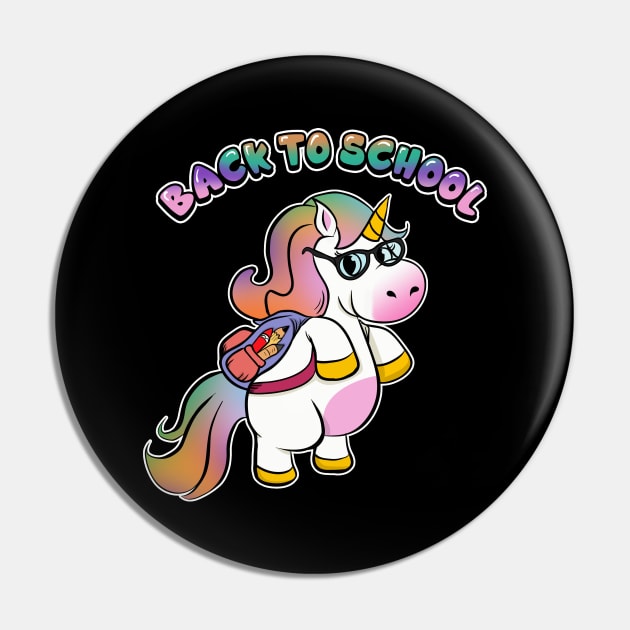 Cute Back To School Unicorn Student with Backpack Pin by theperfectpresents