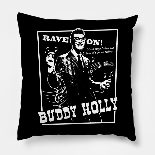 Buddy Holly Rave On Men Pillow by chaxue