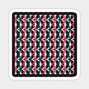 Azure blue, pink and dark blue retro geometrical semicircles pattern Magnet