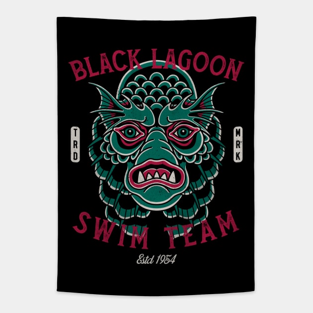 Black Lagoon Swim Team - Vintage Traditional Tattoo - Horror Tapestry by Nemons