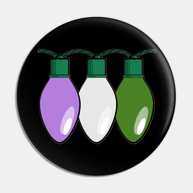 Genderqueer Pride Christmas Lights Pin by wheedesign