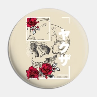 Abstract Skull with Flowers Desgin Pin