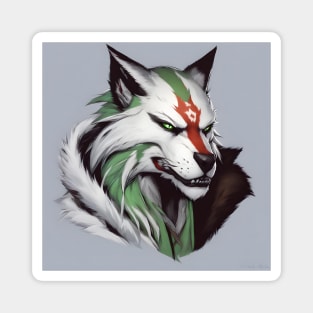 werewolf fantasy art red green Magnet