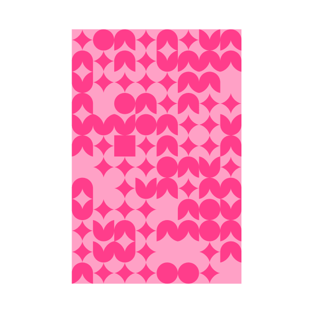 Girly Pinkish Geometric Pattern - Flowers & Stars #7 by Trendy-Now