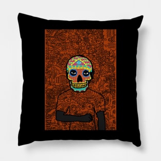 Dive into NFT Character - MaleMask DoodleGlyph with Mexican Eyes on TeePublic Pillow