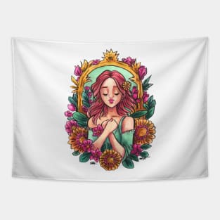 Zodiac Sign Virgo Art Deco Watercolour Tapestry