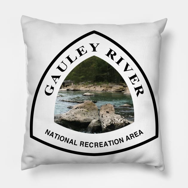 Gauley River National Recreation Area trail marker Pillow by nylebuss